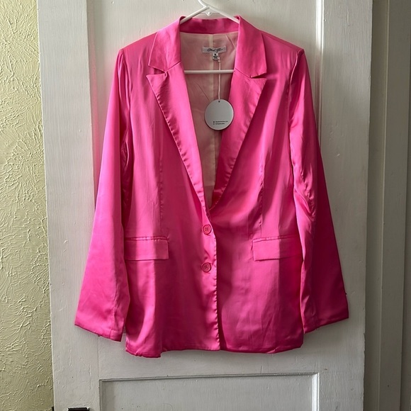 cloud ten Jackets & Blazers - NWT Cloud Ten Satin Hot Pink Long Sleeve Blazer Coat Jacket